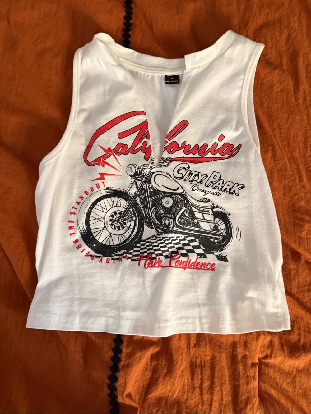 Women’s White 'California' Motorcycle Graphic Tank Top